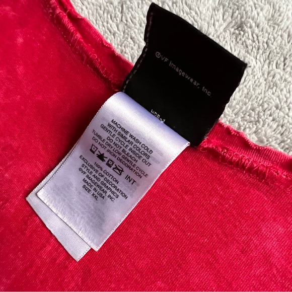 Harley-Davidson V-Neck Logo Wings Graphic T-Shirt Tee Acid Wash Distressed Red - Picture 15 of 16